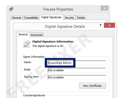Screenshot of the Download Admin certificate
